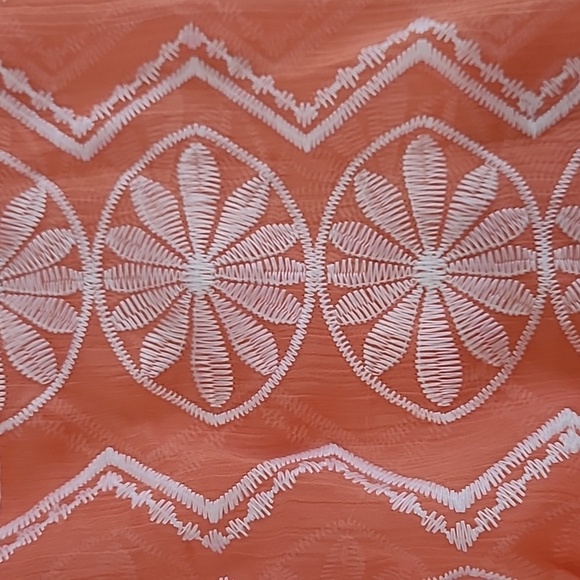 Chico's Salmon & Creamy White Embroidered Oversized Pancho size L/XL - Picture 8 of 10